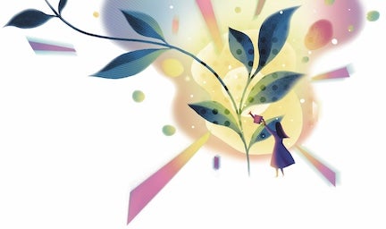 graphic of woman watering plants